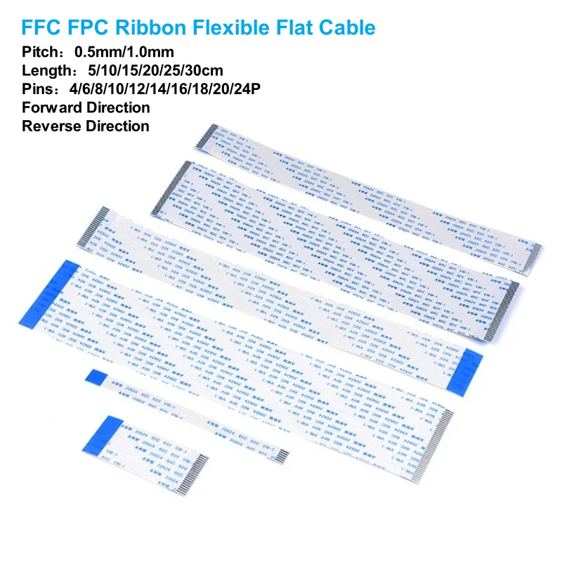 

10PCS/lot FFC FPC Ribbon Flexible Flat Cable 4/6/8/10/12/14/16/18/20/24 Pin Pitch 0.5MM 1.0MM A/B-Type 10CM 15CM 20CM 5CM ibuw