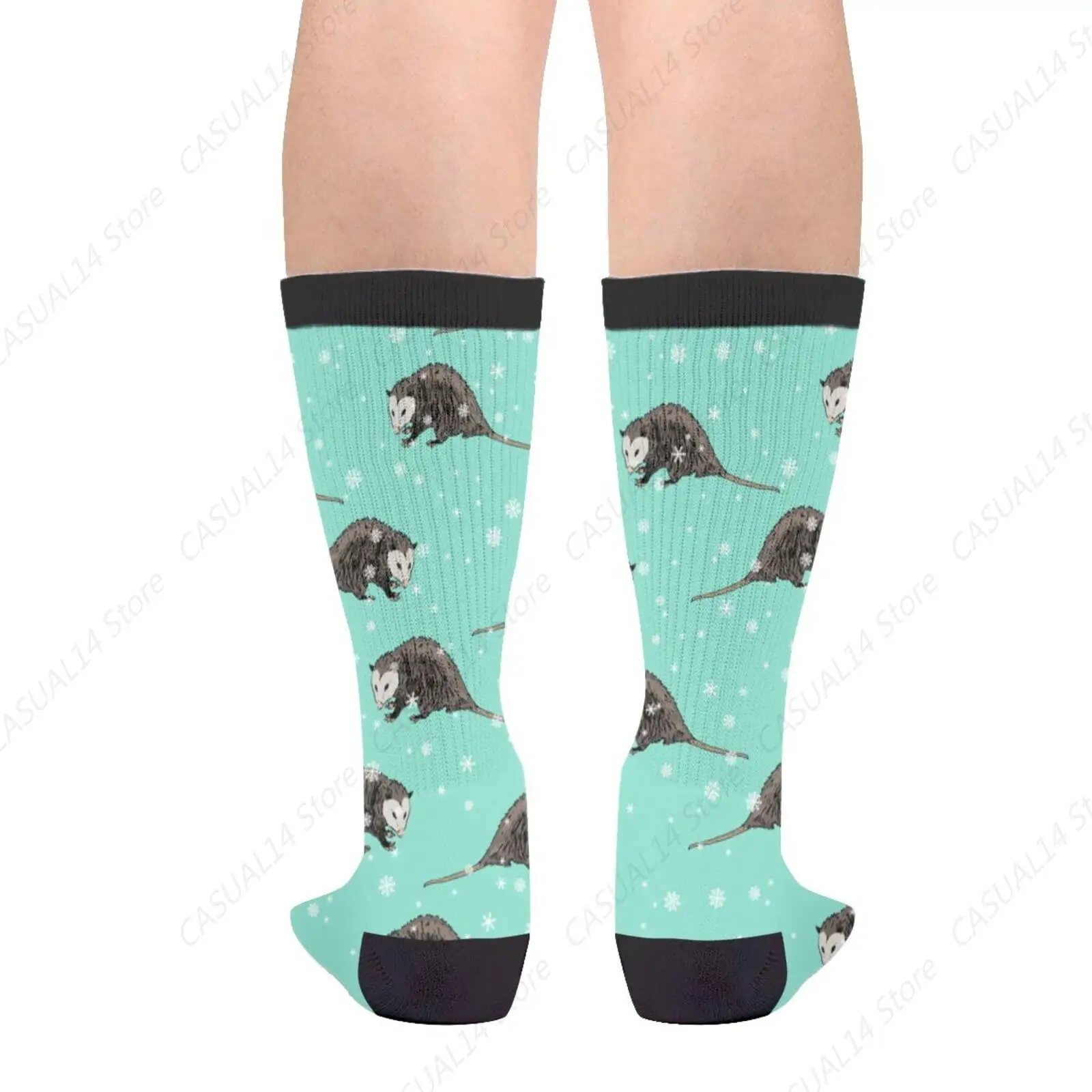 Opossum Novelty Crew Socks Dress Socks Casual Mid Calf Socks Funny Cute Socks For Women Men