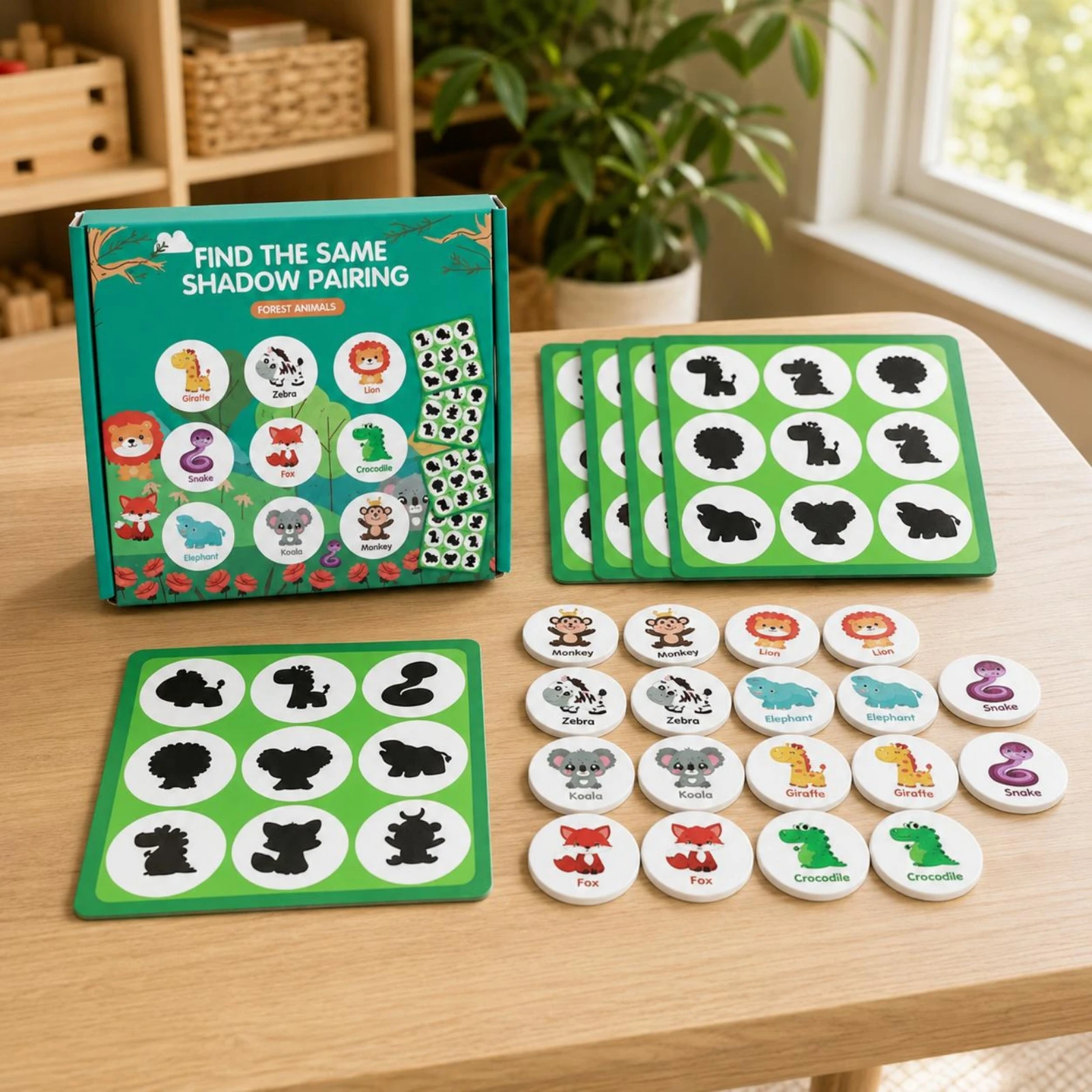 forest-creature-shadow-game-cartoon-design-matching-board-game