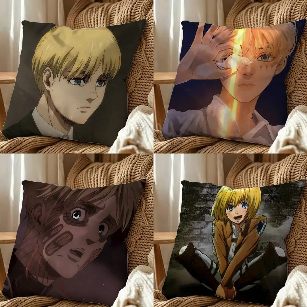 Armin Arlert Attack on Titan Square Double-Sided Printed Pillow Case Sofa Cushion Cover Bedroom Bedside Decor