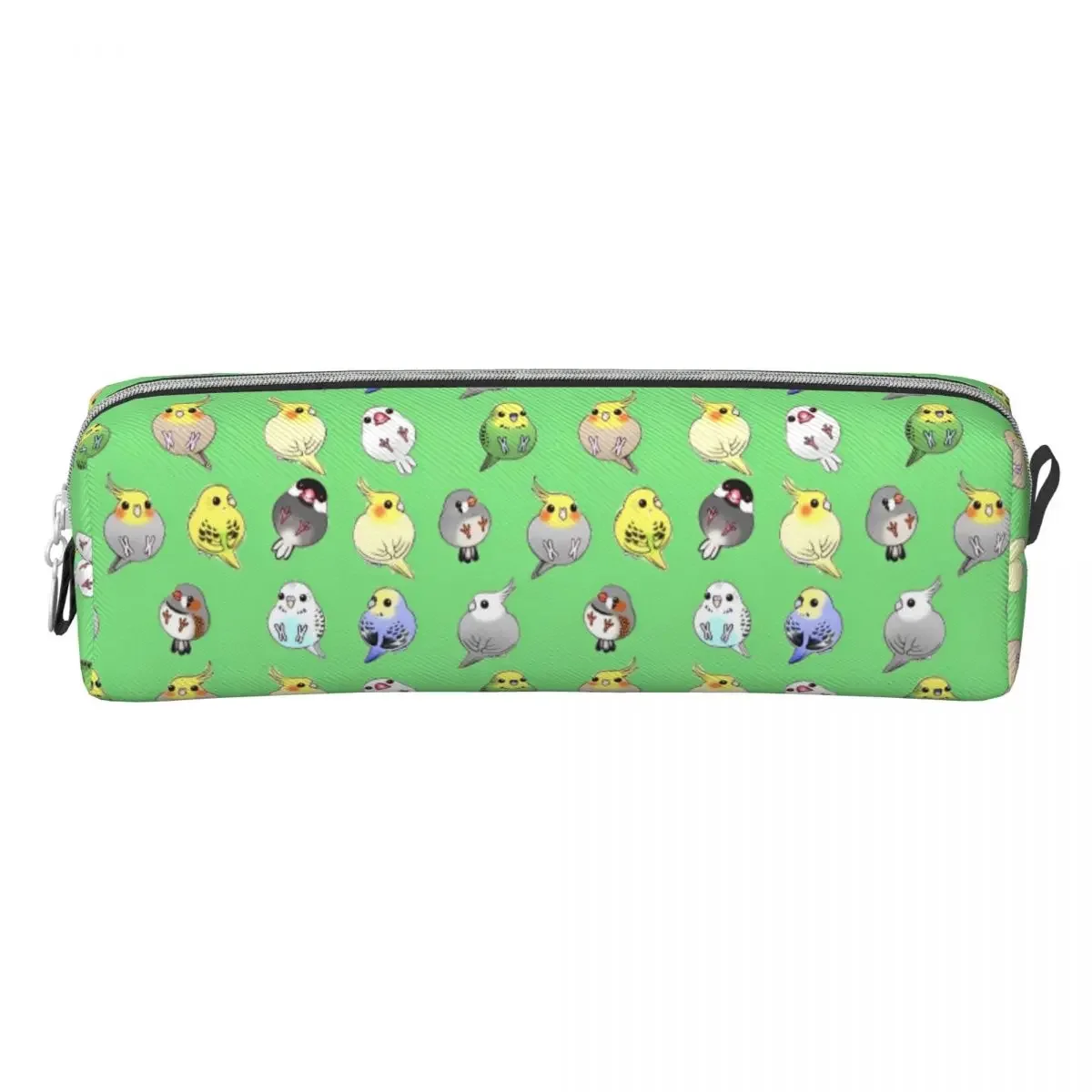 Too Many Birds Cartoon Cockatoo Pencil Case Large Capacity Pen Box Students Square Cool School Pencil Cases Graphic Stationery