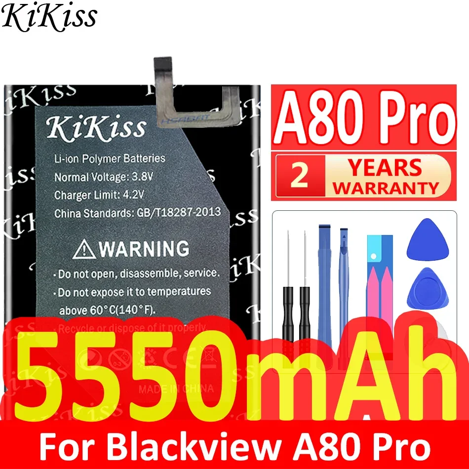 

KiKiss Powerful 5550mAh Battery For Blackview A80 Pro/A80 Plus A80plus A80Pro Replacement Batteria Rechargeable Li-Ion Batteries