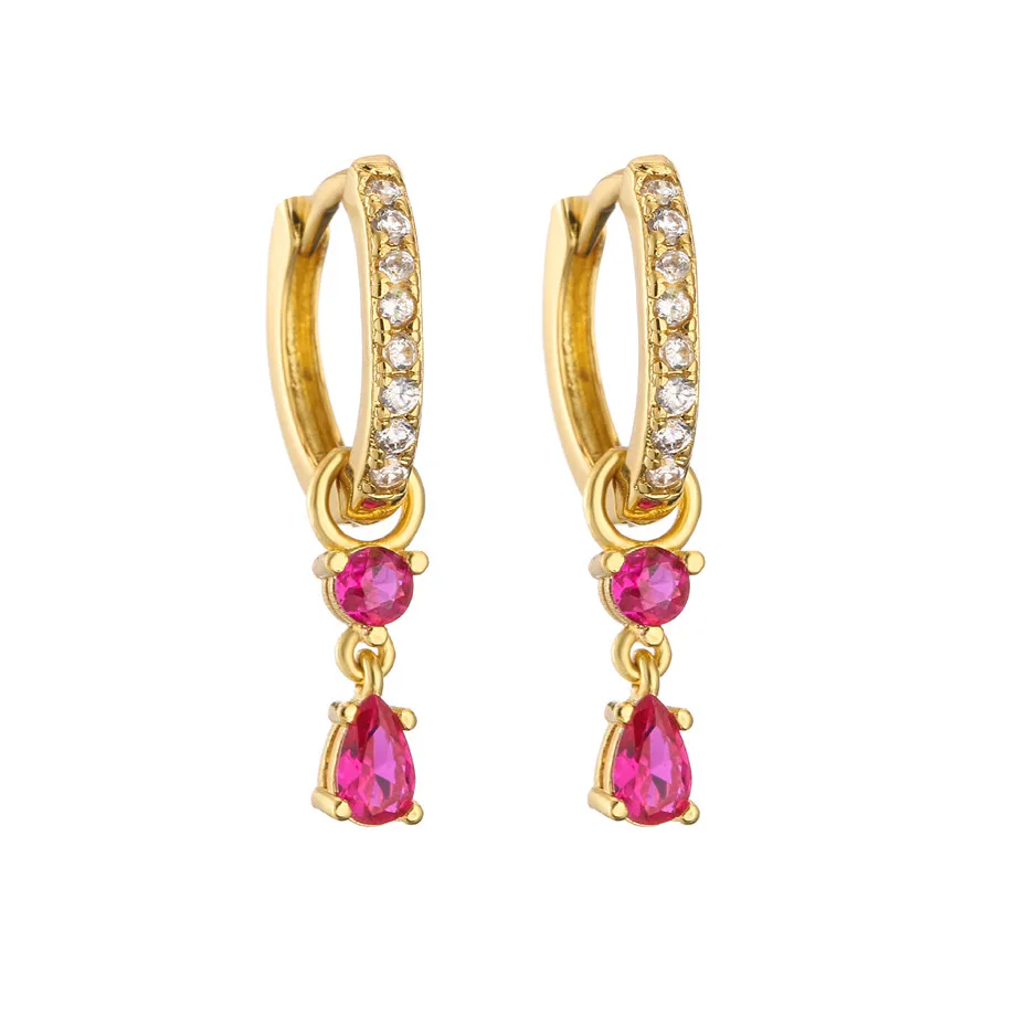 

Earrings for women, plated with 18k gold colored crystal zirconium water droplets, trendy and fashionable jewelry