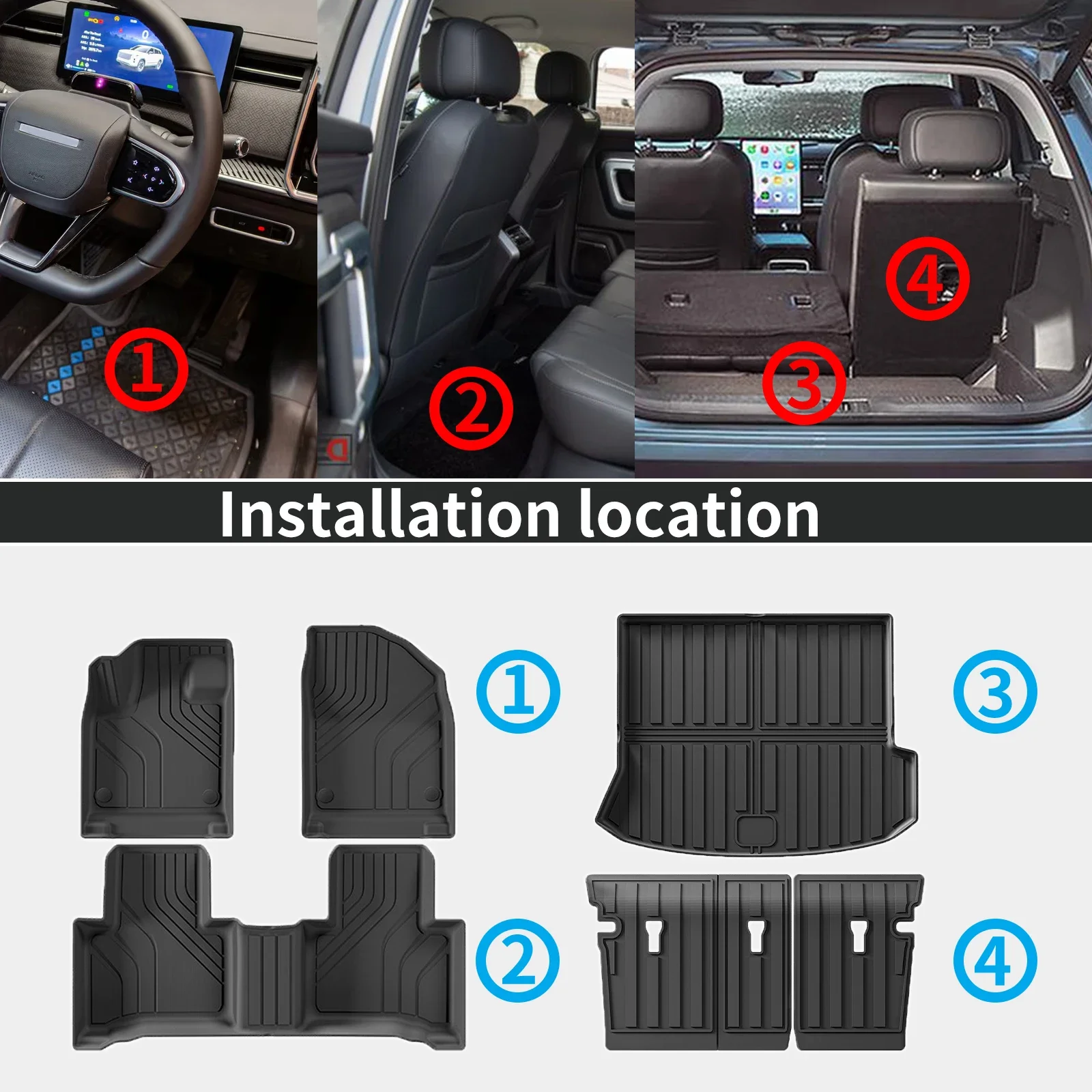 for EXEED TXL Fuel 2023 2024 2025 LHD Non-Slip Easy Clean Dustproof TPE Car Floor & Trunk Mats (Not For RHD)