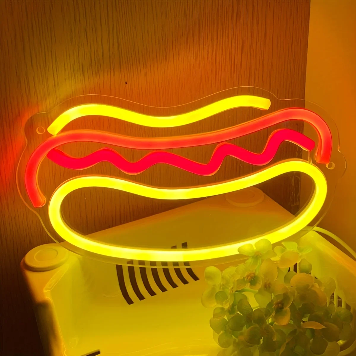 Hot Dog Wall LED Neon Sign Night Light, For Restaurant Shop Kitchen Decoration, Multipurpose Decorative Wall Mounted Lights