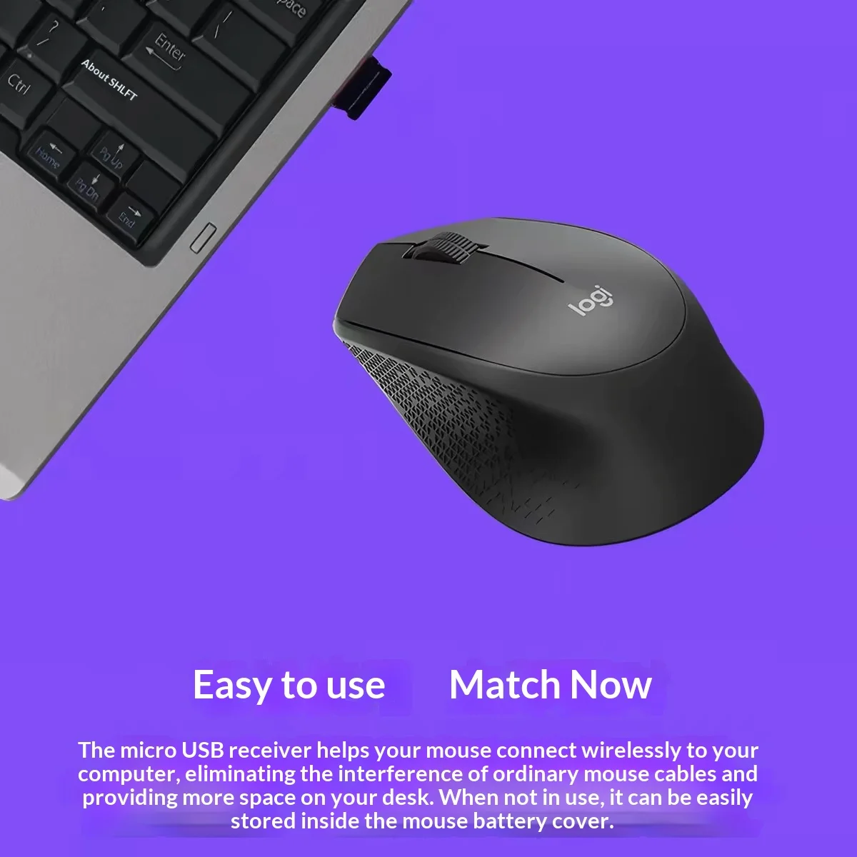 Logitech M280 2.4G Wireless Mice Wide System Compatibility Lightweight Office Mouse for PC Mac Notebook 4
