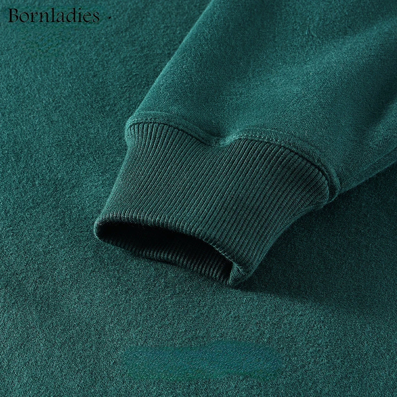 Bornladies Thicken Fleece Women Cotton Sweatshirt Autumn Winter Oversized Hooded Pullovers Female Loose Warm Sports Jackets