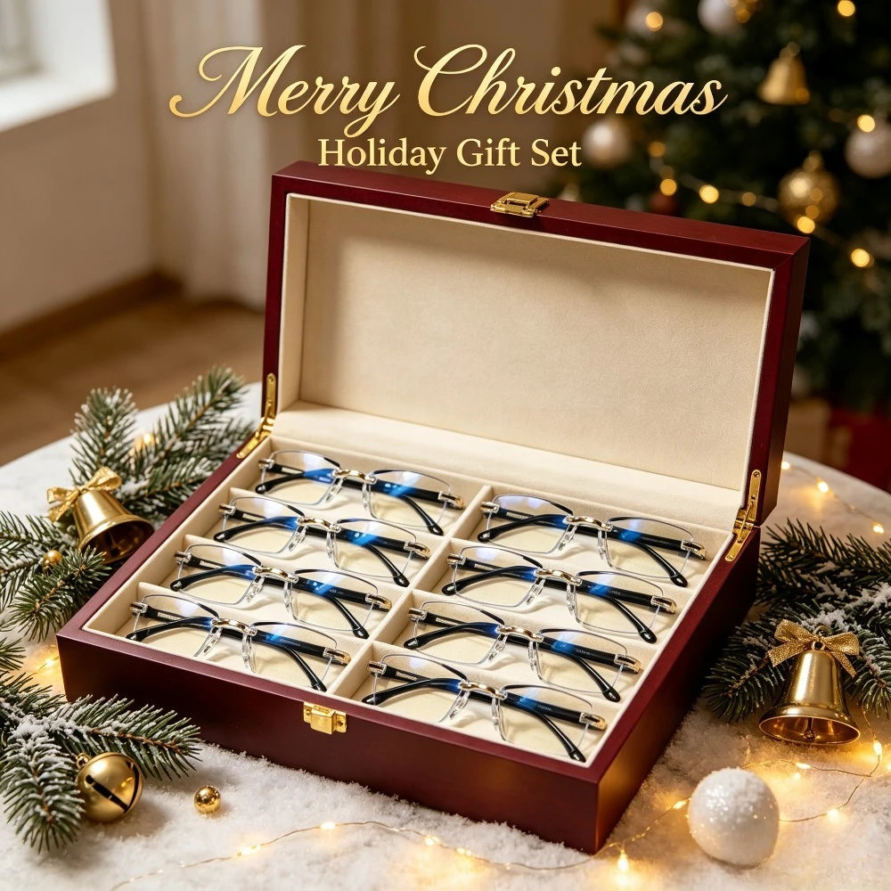 8 pairs of reading glasses, unisex simple half-frame reading glasses, multiple spare sets for home office, suitable for Christmas and Halloween gifts