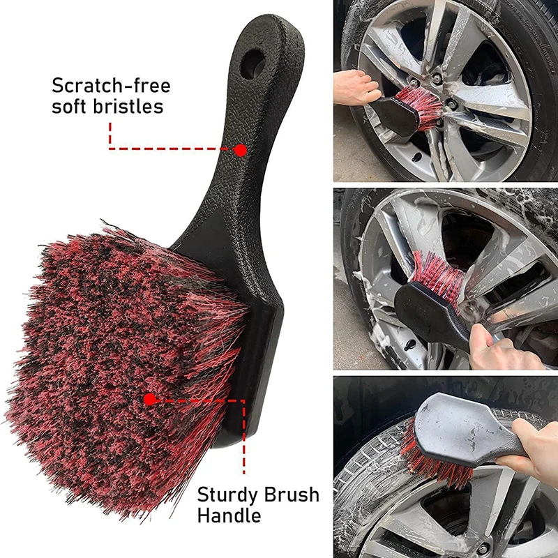 1Pc Car Tire Rim Brush Wheel Hub Cleaning Brushes Car Wheels Detailing Cleaning Accessories Plastic Tire Auto Washing Tool