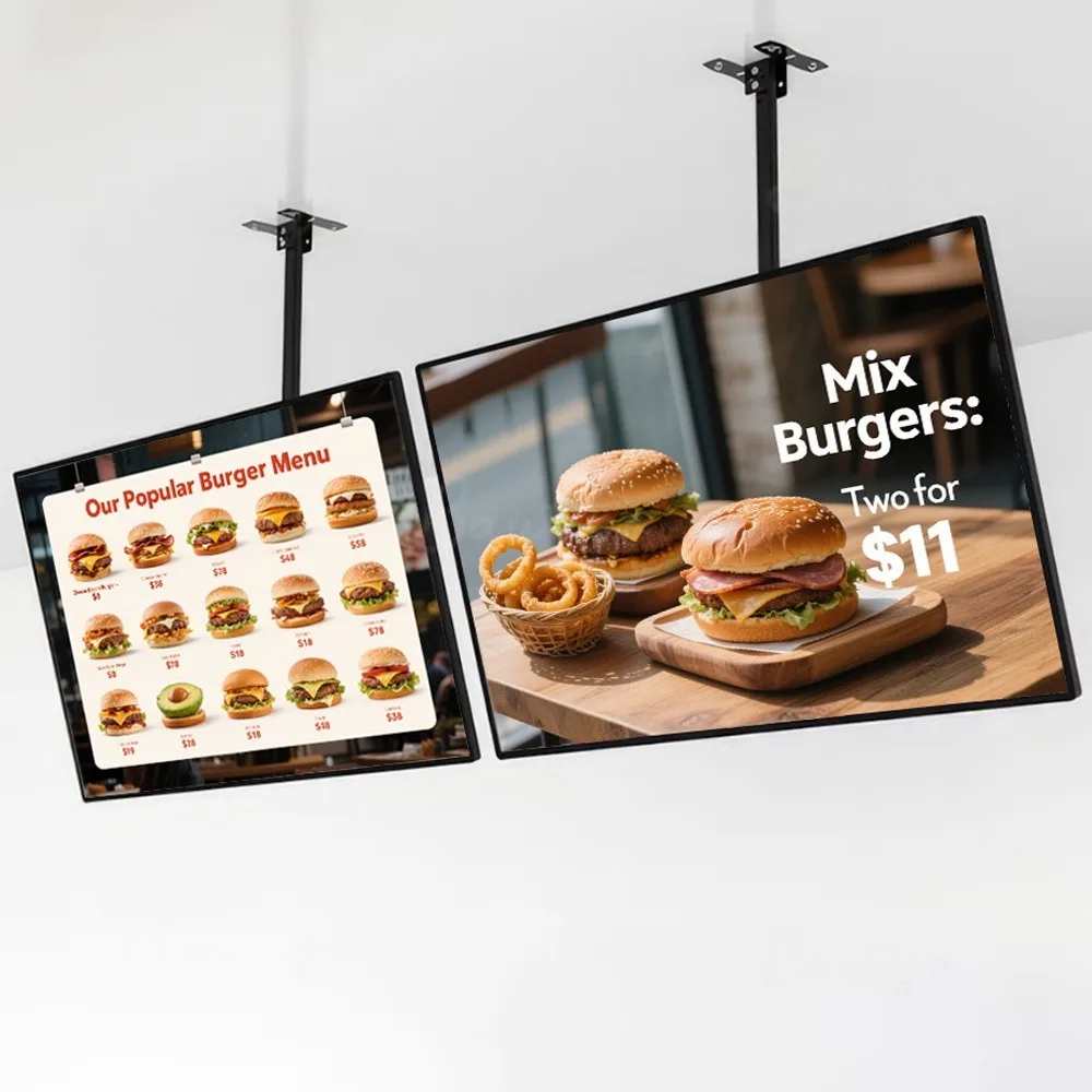 Custom LED Light Box Sign LED Backlit Menu Board Illuminated Poster Display Booth Ultra-Thin Poster Hanging Sign Restaurant Cafe