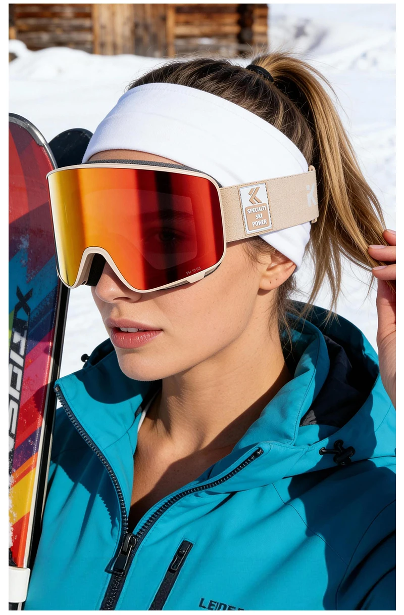 KAPVOE Photochrome Skibrille Winter Outdoor Schneemobil Sport Unisex Schnee UV400 Brille Antibeschlag Magnetische Snowboardbrille – Detail 16