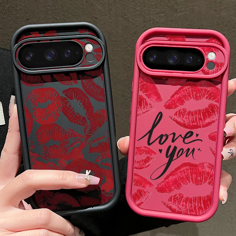 Red Lips Pattern TPU Phone Case For Google Pixel 10 7 8 Pro 9A 8A 7A Pixel 9 10 Pro XL Luxury Solid Color Shockproof Cover Cases