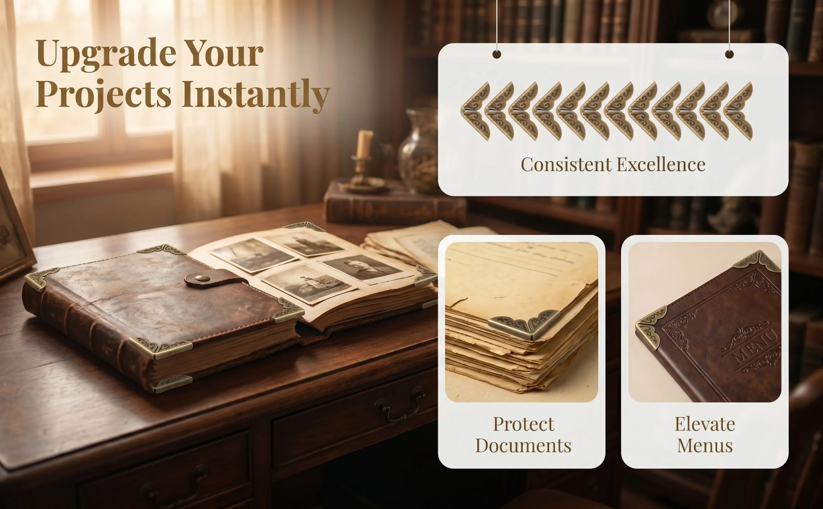 100 Pcs Book Corner Decor Protectors Paperback Album Covers Black Metal Edge for Paperbacks