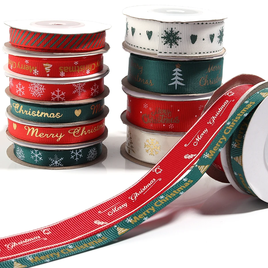 10 yards 10/20mm Weihnachten Band Gedruckt Weihnachten Polyester Band Für Handgemachte Design Weihnachten Dekoration DIY Geschenk verpackung