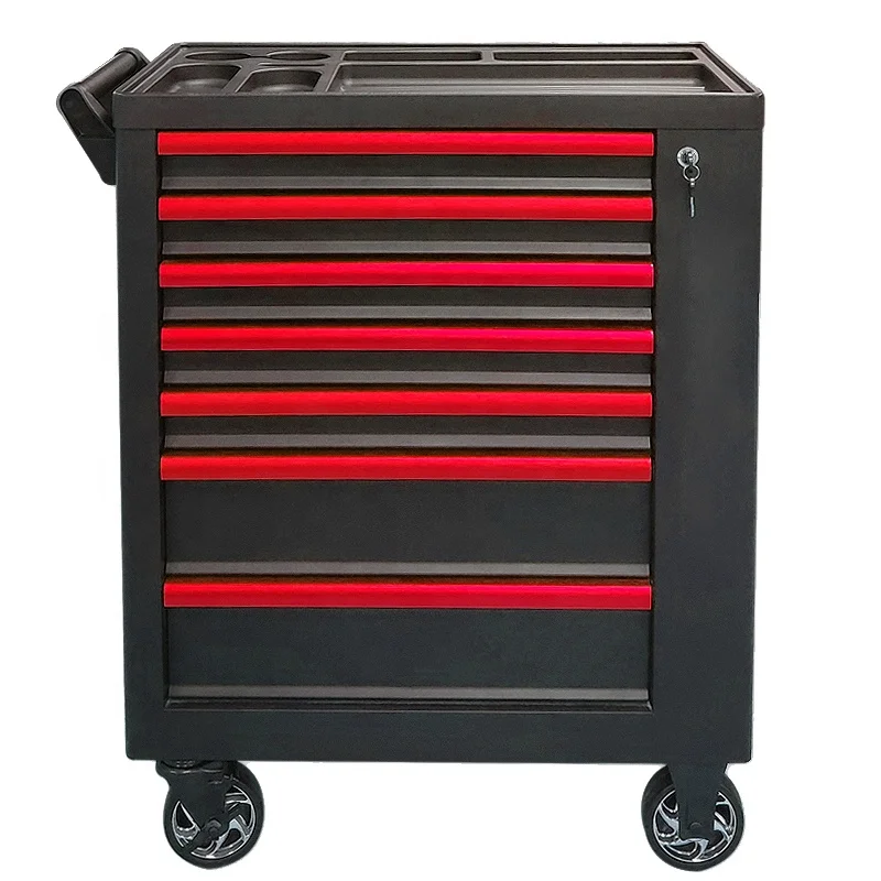 Heavy Duty 7 Drawer Tool Trolley With Wheels Garage Workshop Rolling Tool Storage Cabinet With Lockable Drawers For Mechanics