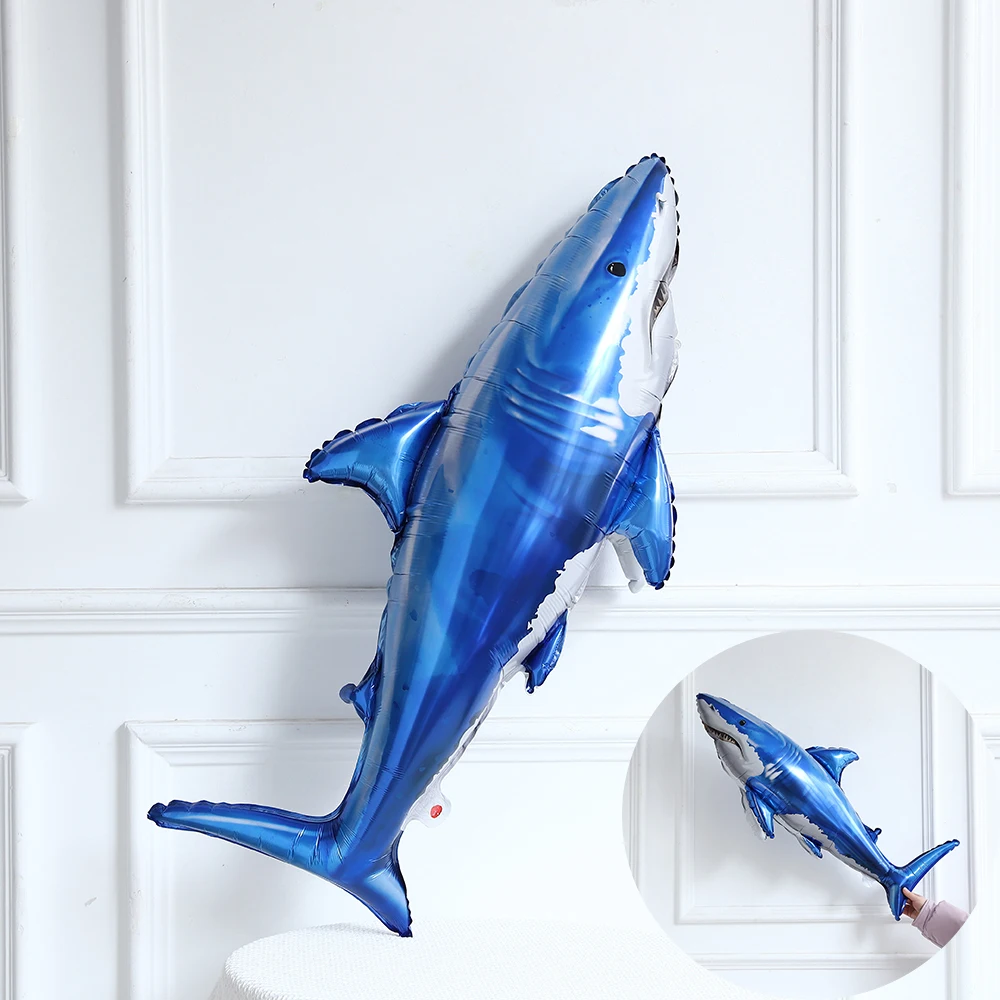 

2Pcs Blue Shark Foil Balloons Inflatble Dolphin Shark Ocean Animal Balloon Pirate Under the Sea Kids Birthday Party Decor Globos
