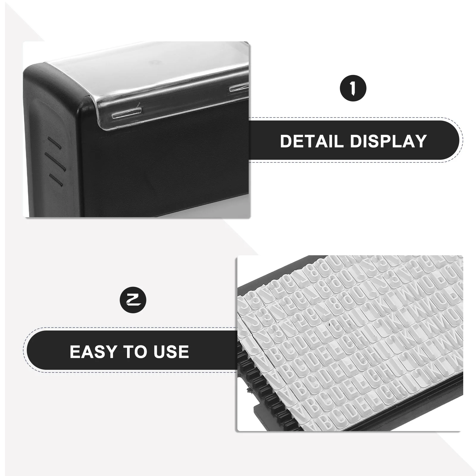 Juego de sellos autoentintados para oficina, herramientas para hacer sellos de texto ABS DIY, pinzas, placas desmontables para manualidades de direcciones, 1 Juego