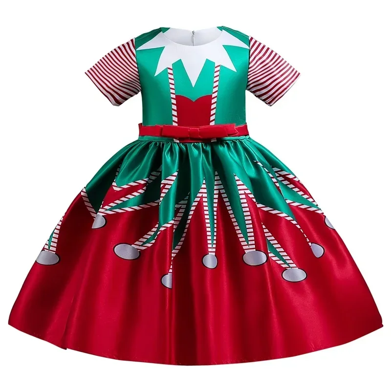 Baby Girls Christmas Dresses for 4-10 Yrs 2024 New Santa Claus Cosplay Costume for Kids Princess Party Dress for Christmas Gift