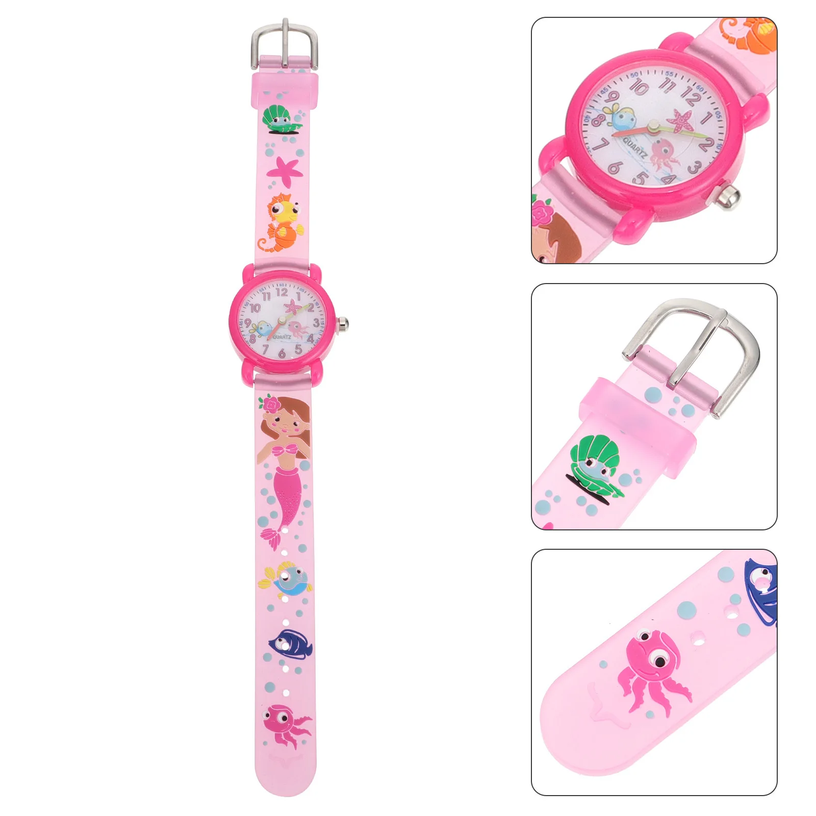 

1Pcs Children Waterproof Quartz Watch Cartoon Mermaid Pattern Comfortable Silicon Strap Kids Time Management Learning Wristwatch