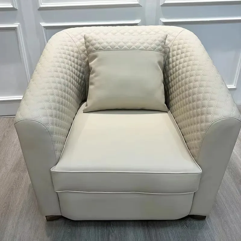 Italian light luxury leather living room sofa combination large apartment villa large flat high-end luxury sofa complete with so