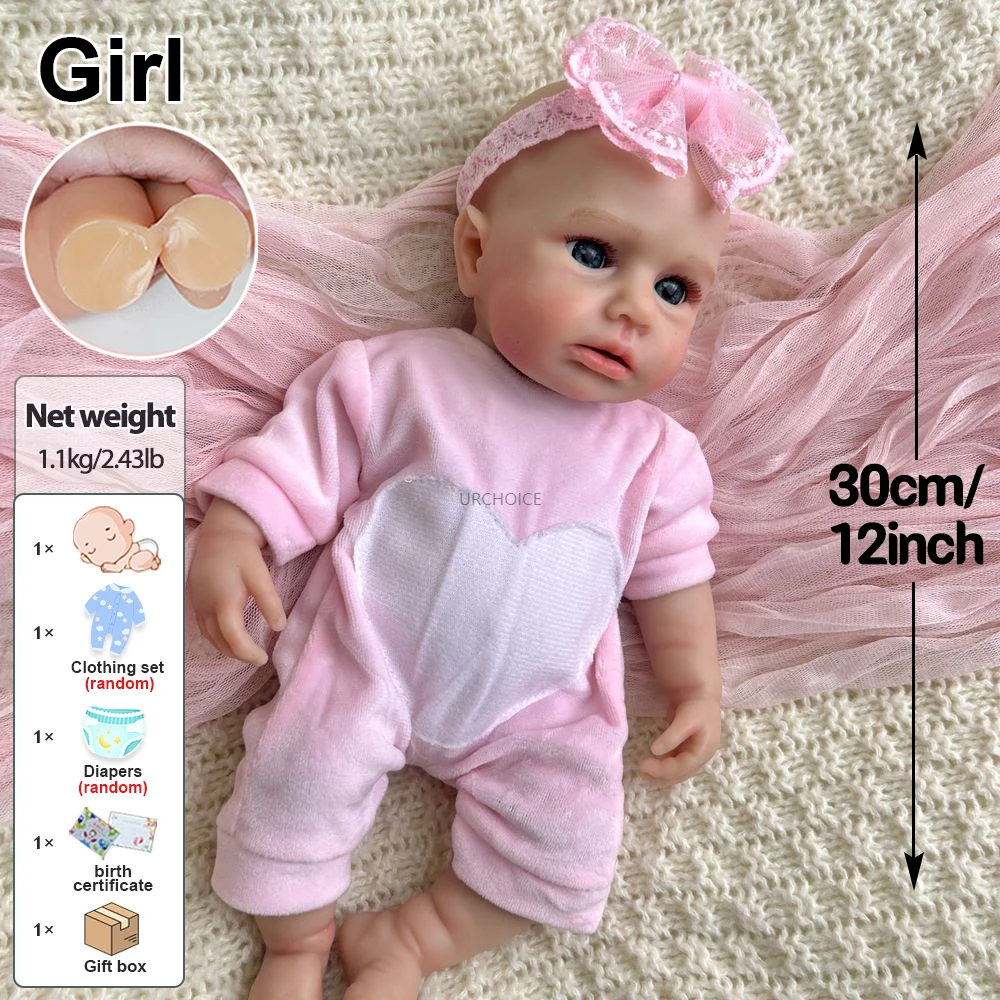 柔軟な 12 インチ LouLou 口を開く女の子フルソリッドシリコーンリボーンベビードール洗える 3D スキン人形コレクションクリスマスギフト