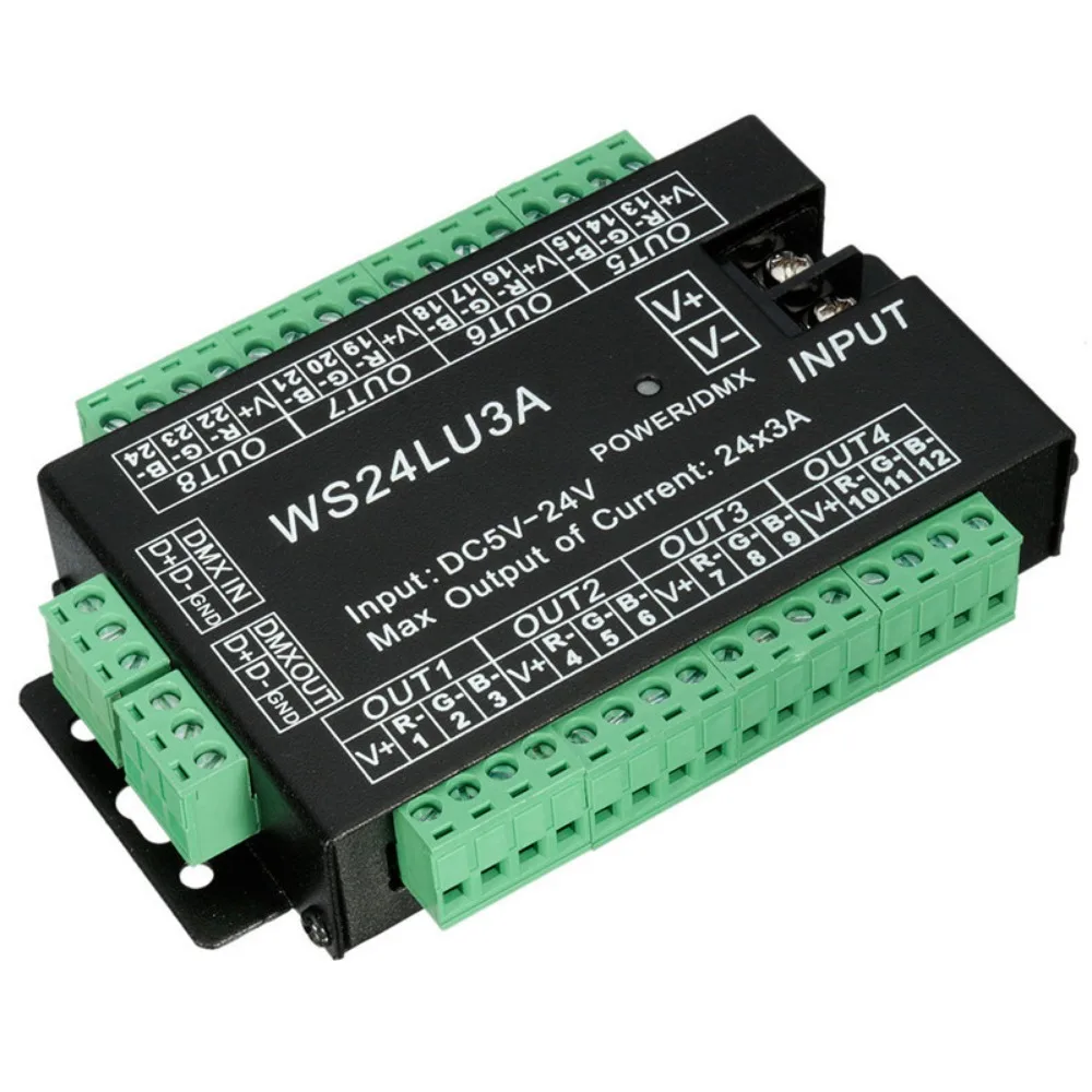LED controller WS24LU3A decoder 24-channel RGB light strip module controller DMX512