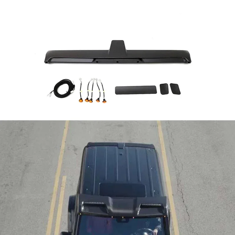 

Матово-черное сухое заднее крыло из углеродного волокна для G-класса W464 G63 G500, автомобильный спойлер на крышу в стиле США 4x4 со светодиодами