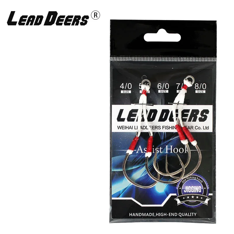 

Leaddeers медленные крючки для джиггинга 2/0 3/0 4/0 5/0 из нержавеющей стали двойные Assit крючки для джиггинга одиночный Морской рыболовный крючок