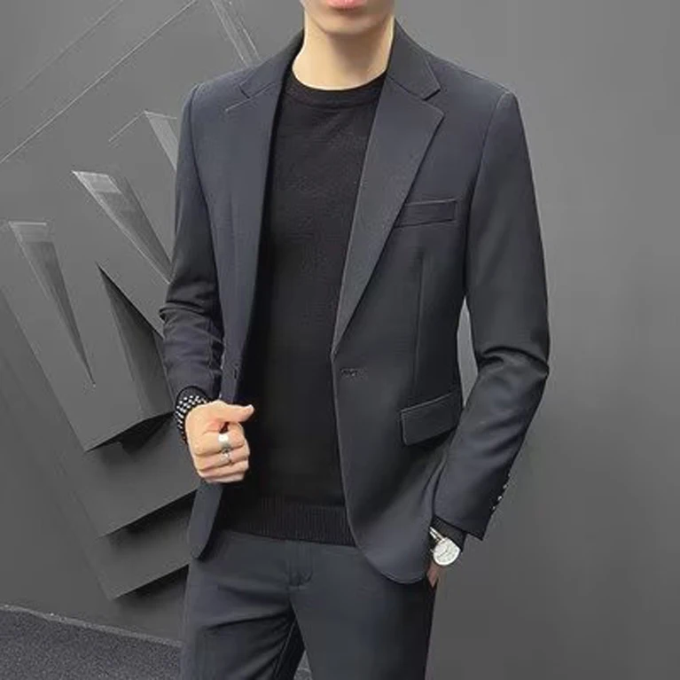 

Advanced Shoulder Padded Men's Suit Jacket Casual Single-Breasted Business Leisure Fashion Long Sleeve Youth Popular Style