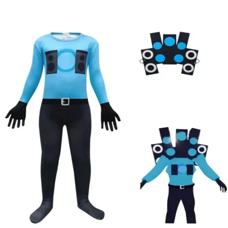 Anime Skibidi Toilet Cosplay Audio Man Camera Man Tv Man Costume Jumpsuit Mask Full Set Halloween Party Men Adult