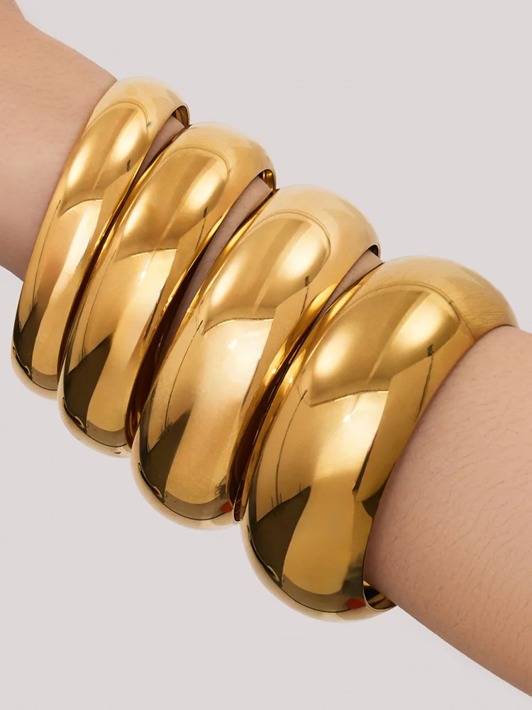 

Элегантный женский браслет из титановой стали с позолотой, круглое кольцо, высококачественный модный аксессуар, изящный дизайн
