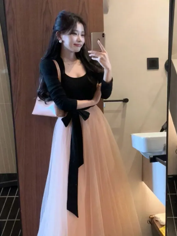 

Soft Ele Unique Color Blo Lace Dr Long Waist Cinched oulder Winter Faion for Young Women Casual Par Work