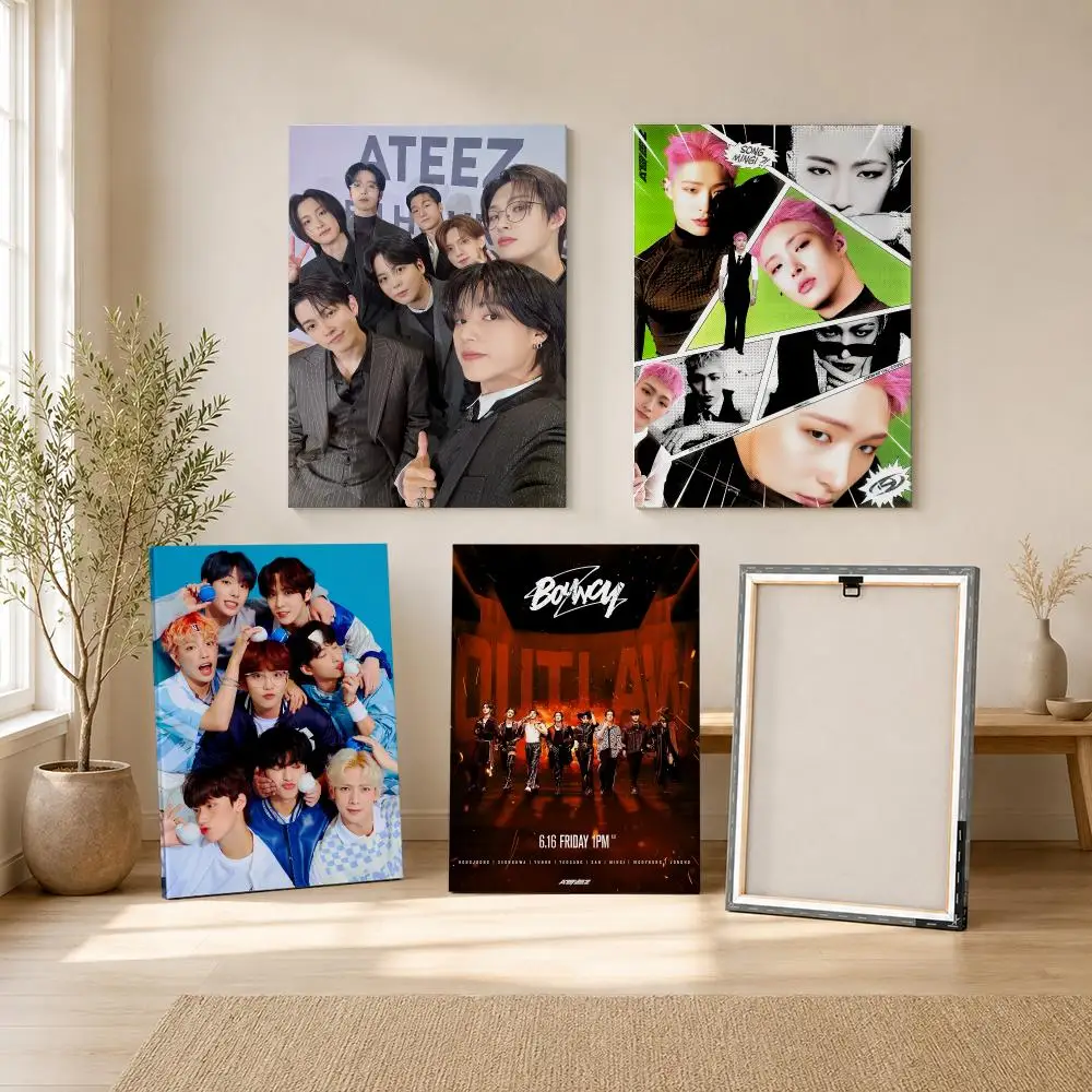 Kpop Singer Band A-ATEEZ Painting Calligraphy Framed Canvas Wall Art Print | Modern Poster | Home Hallway Decor