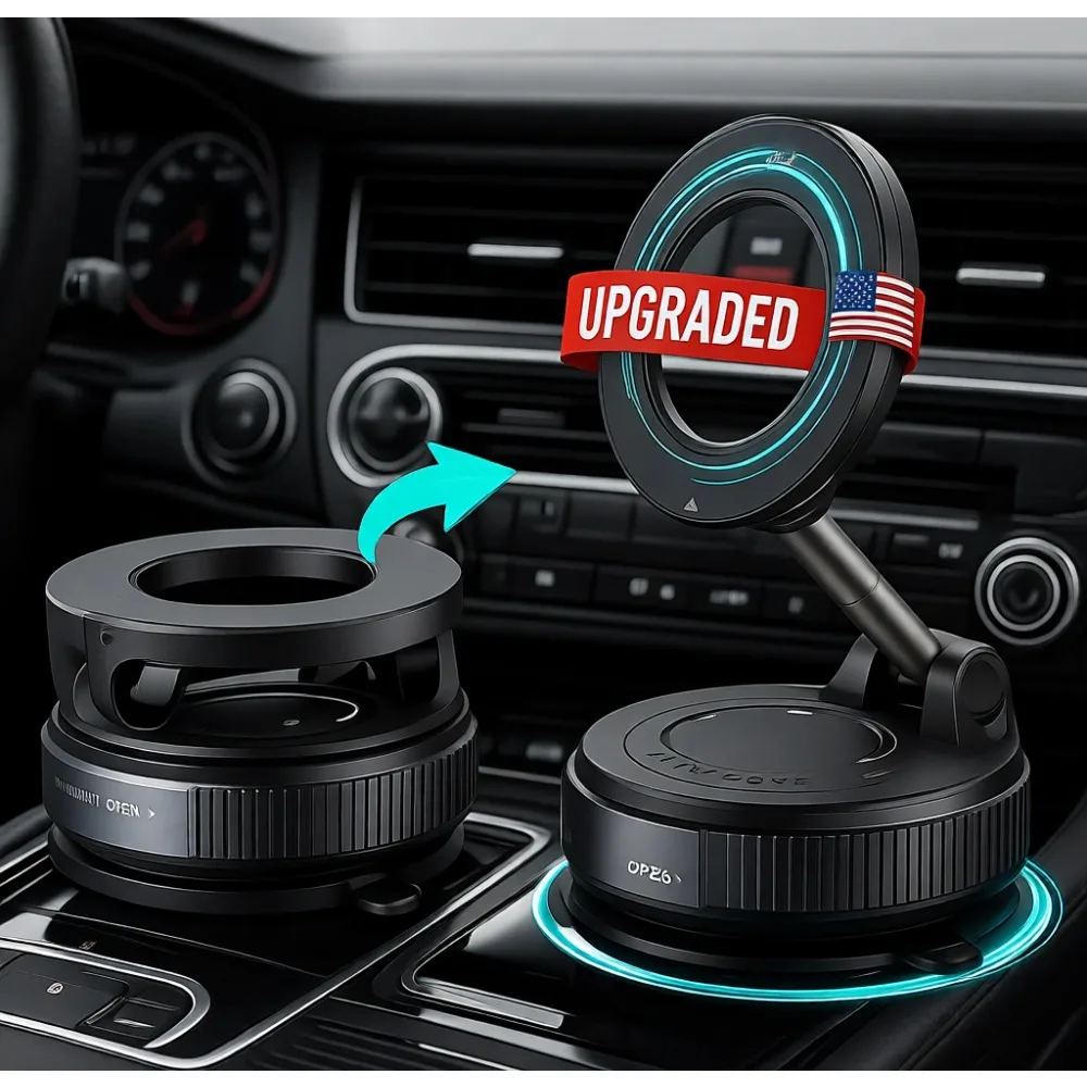

Upgraded Vacuum Suction Cup Car Phone Holder 360 Degree Magnetic Window Mount Universal Fit