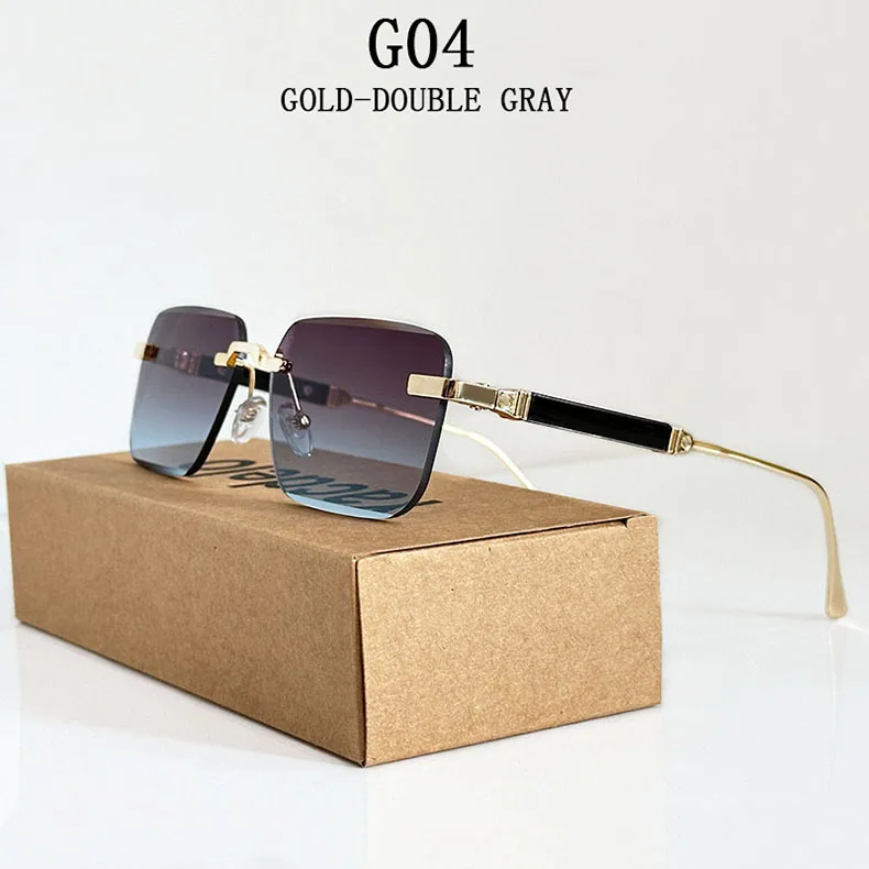 Neue 2024 Quadratische Sonnenbrille Frauen Trendy Vintage Designer Randlose Sonnenbrille Für Männer Urlaub Mode Gläser Lentes De Sol Mujer – Detail 4