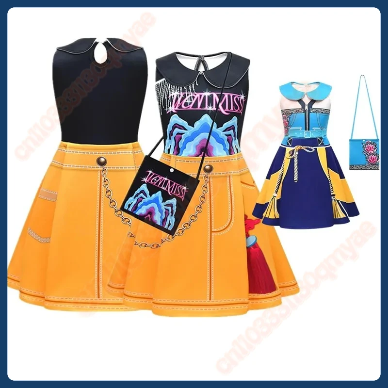 

2025 Kpop Demons Kids Hunter Zoey Mira Cosplay Costume Girls Roleplay Sleveless Dress Bag Outfits Halloween Carnival Party Suit