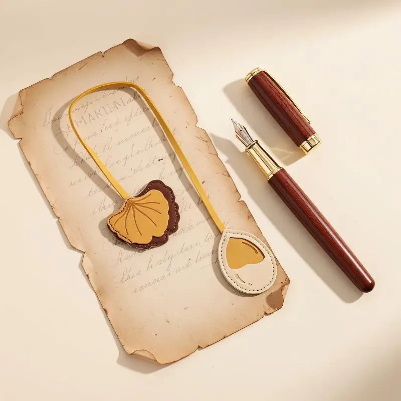 Faux Leather Bookmark Multi-Purpose Floral Pattern with Rope Tassel Portable Book Mark for Book Lovers Students Office Use