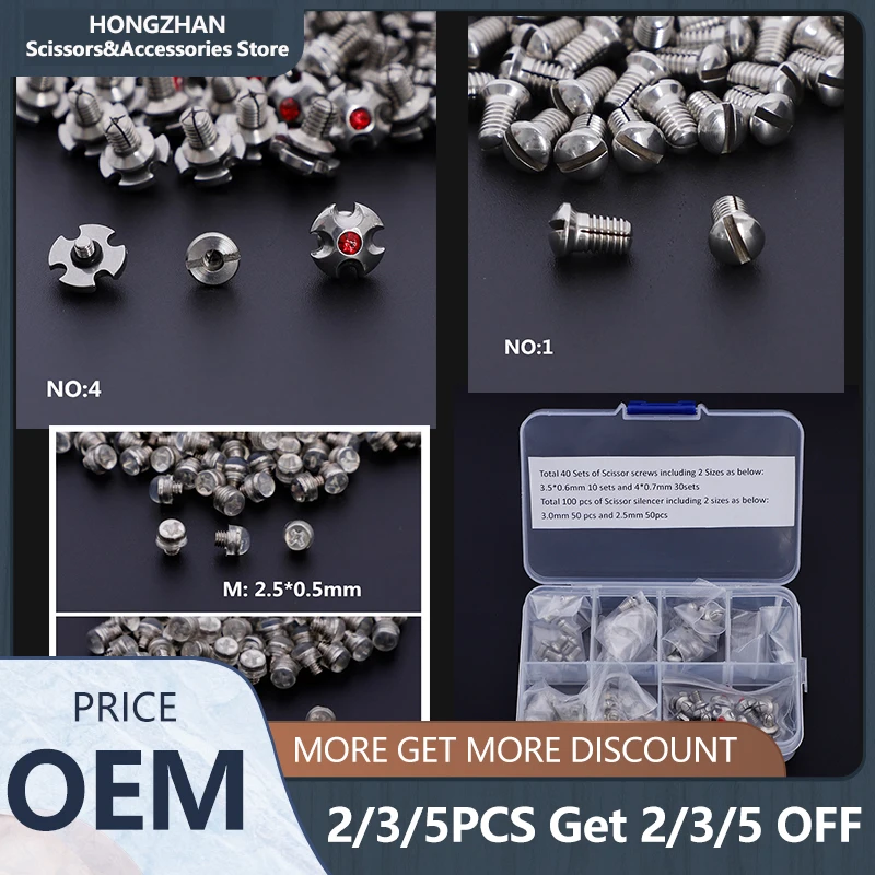 40 sets Screws with 100pcs Scissor bumpers stoppers【1BOX Accessiories 】Barber repair kit for Barber accessories