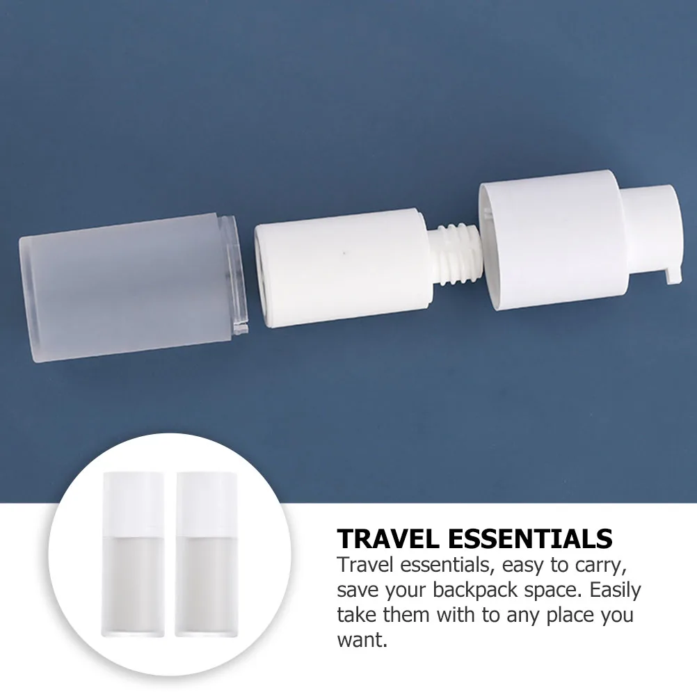 

2pcs 15Ml Airless Pump Bottles Reusable Dispenser Travel Lotion Serum Storage Vacuum Press Bottle For Skincare Diy