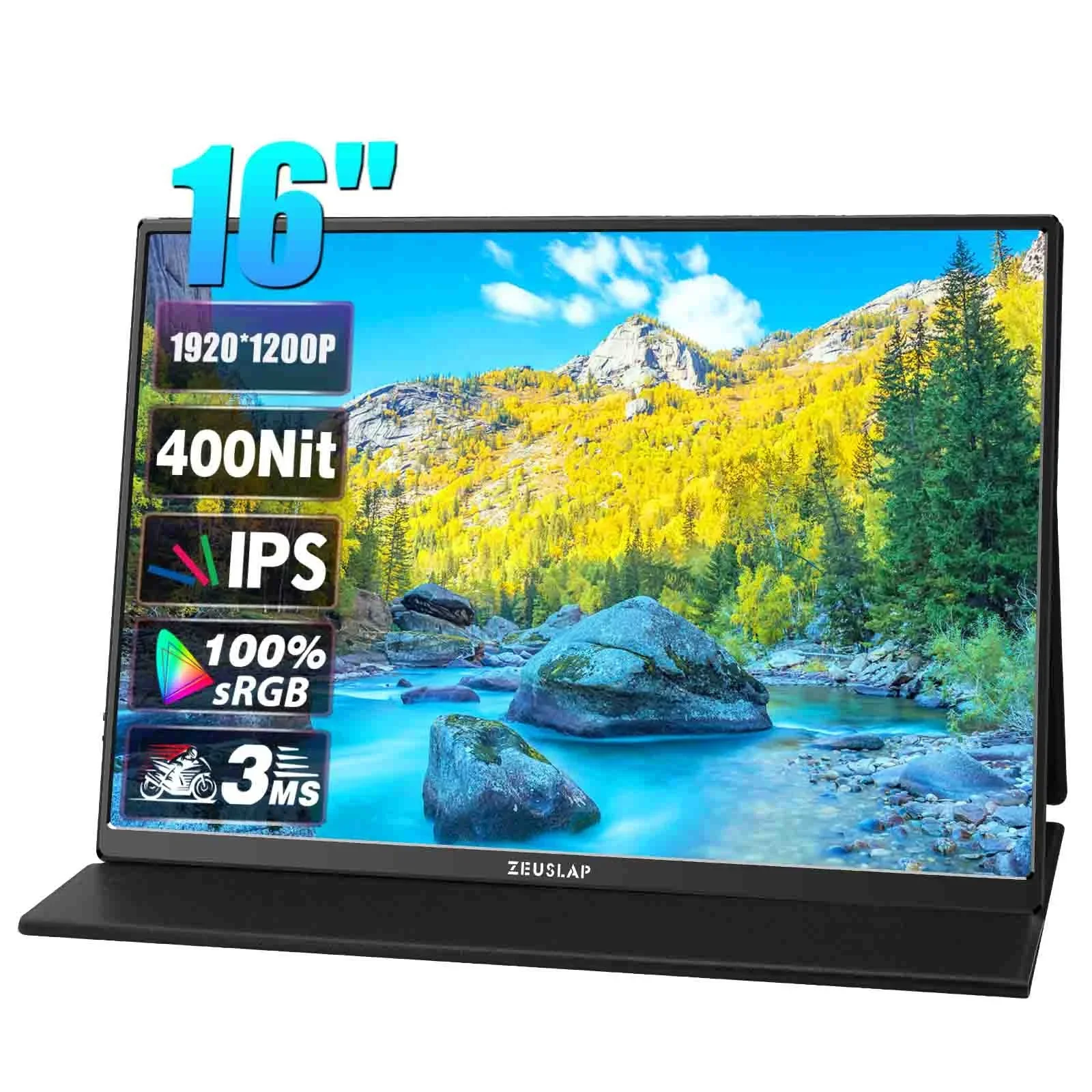 

Портативный игровой монитор Z16Lite, 16 дюймов, 100% sRGB 1200P 400Nits IPS, ЖК-дисплей, дорожный