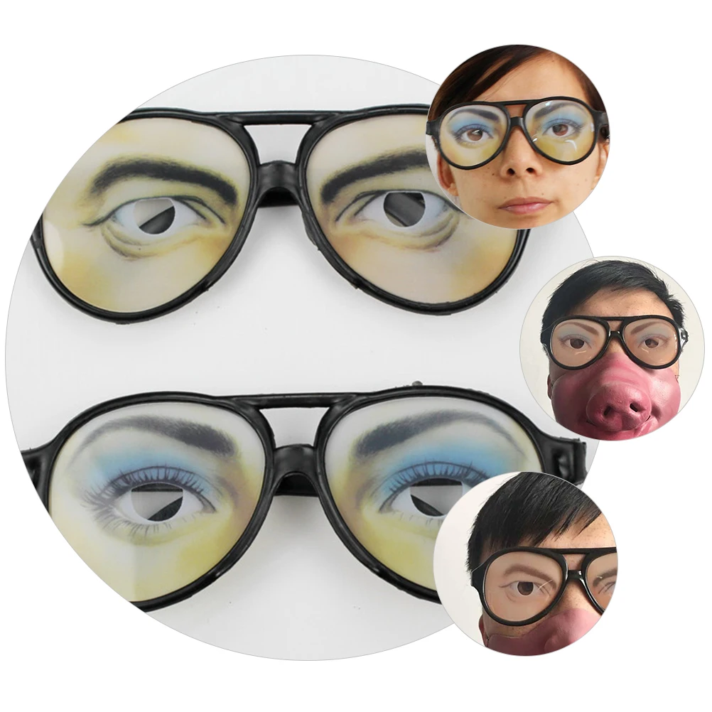 

8 pcs 1 Set Eye Shape Party Glasses Trick Costume Eyewear Plastic Funny Glasses For Halloween Birthday Weddings Photo Props