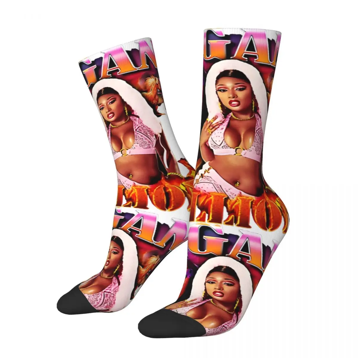 Megan Thee Stallion Men's Socks Retro Harajuku Megan Thee Stallion Street Style Novelty Casual Crew Sock