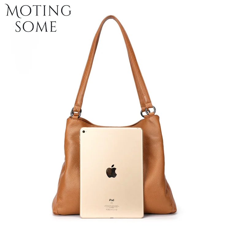 Motingsome Luxury Cowhide Bag Woman Shoulder Handbag and Purse Fashion Lady Bucket Multiple Layers Roomy Daily Bags 2024 New