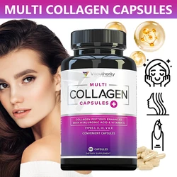 Vitauthority Multi Collagen for Women and Men - Hydrolyzed Collagen Peptides with Vitamin C and Hyaluronic Acid