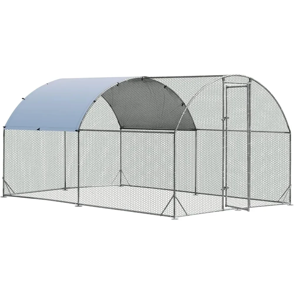 

Metal Chicken Coop Run Walk-in Poultry Hen Cage Housen Dome Shaped Duck Pen with Water-Proof Cover