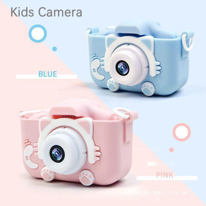 

Kids Camera Selfie Children Camera HD Kids Digital Video Cameras With Cartoon Soft Silicone Cover Eye‑Protection Screen