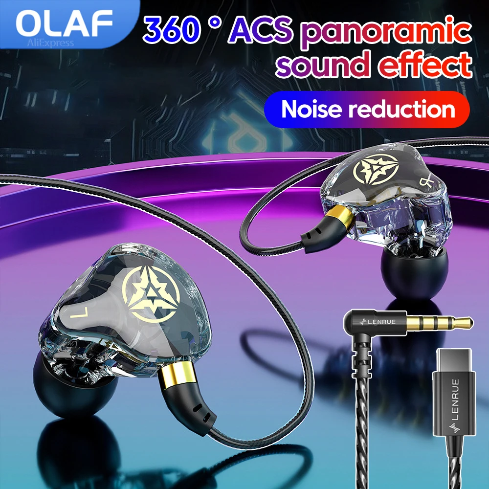 OLAF DAC نوع C 3.5 مللي متر التوصيل سماعات أذن سلكية داخل الأذن سماعات الألعاب يدوي سماعات أذن رياضية آيفون 16 15 سامسونج