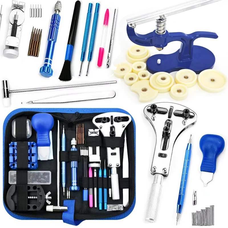 225pcs Watch Repair Tool Kit Open&Closer Pressure Pry Knife Screwdriver Spring Pin Hammer Watchmaker Band Clockmaker Accessory