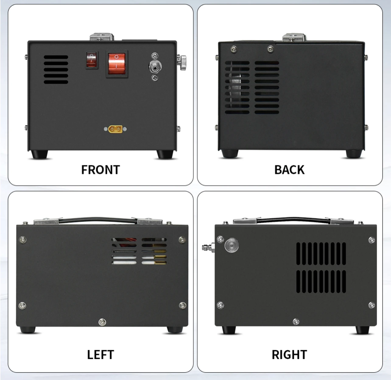 Imagem -04 - Areje a Bomba do Compressor do Automóvel a Mini com Transformador o Pcp 12v 4500psi 300 Barra 30mpa 110v 220v Inflator do Carro de Alta Pressã