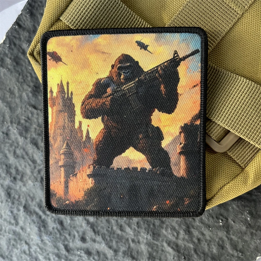 Gorilla Fighting Mode Morale Tactical Patches Military Army Armband Backpack Decorative Printed Hook and Loop Sticker